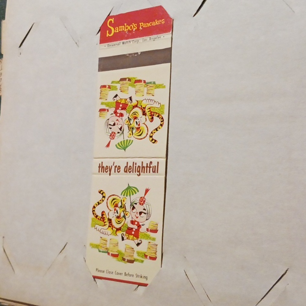 Vintage sambos pancakes matchbook